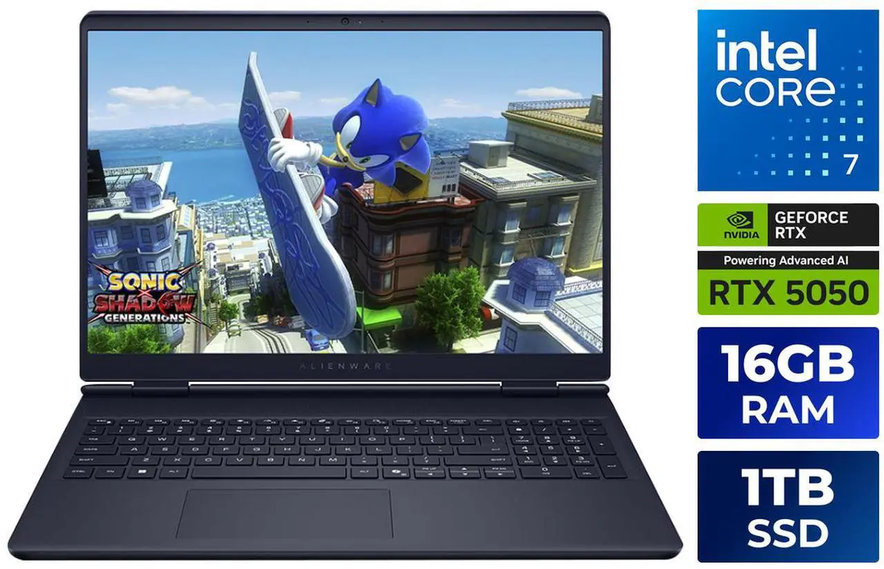 Dell Alienware 16" Aurora Gaming Laptop - Intel Core 7 240H - NVIDIA GeForce RTX 5050 - 16GB RAM - 1TB SSD - (LAC16250-7193BLU-PUS)