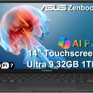 ASUS Zenbook 14 AI PC Touchscreen Laptop, Intel Ultra 9 285H, 32GB DDR5, 1TB SSD, 14" FHD+ OLED, 16-Core (> i9-13900H), Backlit, 2x Thunderbolt 4, Wi-Fi 7, 18-Hr Battery, IR Webcam, Win 11 Pro, UX3405