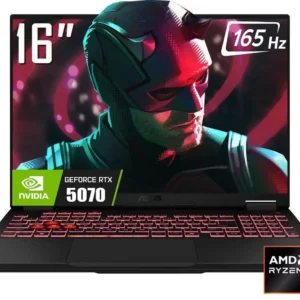 ASUS TUF A16 16" FHD+ 165Hz Gaming Laptop, AMD Ryzen AI 9 270 CPU(Up to 5.2 GHz), NVIDIA GeForce RTX 5070 8GB GDDR7, 32GB DDR5 RAM 1TB PCIe 4.0 SSD, RGB Backlit KB, RJ45, Win11 Home