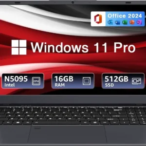 BiTECOOL 15.6-inch Windows 11 Laptop, 16GB RAM, 512GB SSD, FHD IPS Display Laptop Computer, Intel N5095 Quad Core, 2.4/5G WiFi, BT4.2 Backlit and Fingerprint, Lightweight and Portable